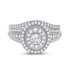 Radiant Love: 14kt White Gold Diamond Bridal Wedding Ring Band Set - Splendid Jewellery