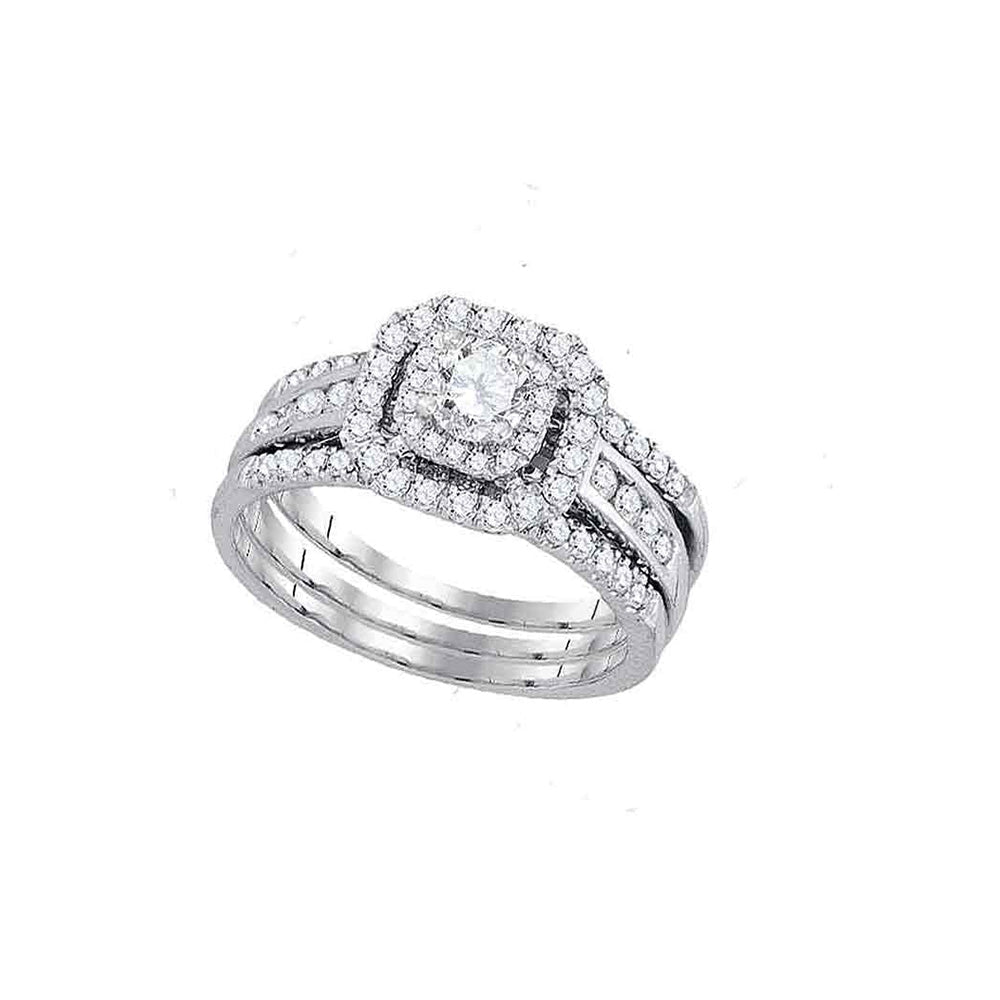 Radiant Love 14kt White Gold Diamond Bridal Wedding Ring Band Set - Splendid Jewellery