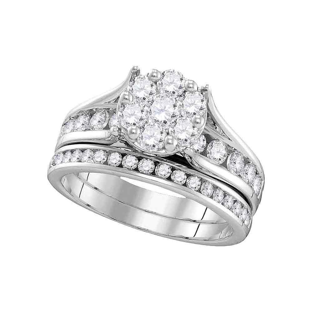 Radiant Love | 14kt White Gold Diamond Brilliance Bridal Wedding Ring Band Set 1 - 1/2 Cttw - Splendid Jewellery