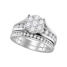 Radiant Love | 14kt White Gold Diamond Brilliance Bridal Wedding Ring Band Set 1 - 1/2 Cttw - Splendid Jewellery
