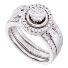 Load image into Gallery viewer, Radiant Love 14kt White Gold Diamond Cluster Bridal Wedding Ring Band Set - Splendid Jewellery