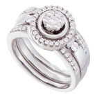 Radiant Love 14kt White Gold Diamond Cluster Bridal Wedding Ring Band Set - Splendid Jewellery
