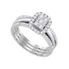 Radiant Love 14kt White Gold Diamond Cluster Wedding Ring Band Set - Splendid Jewellery