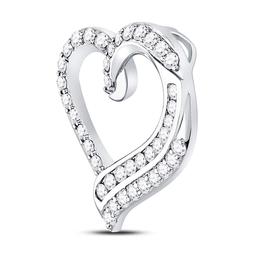 Radiant Love: 14kt White Gold Diamond Heart Pendant - Splendid Jewellery
