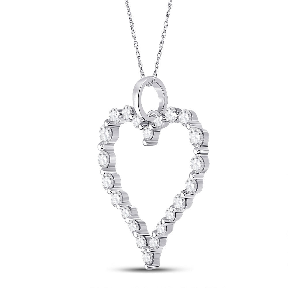 Radiant Love: 14kt White Gold Diamond Heart Pendant - Splendid Jewellery