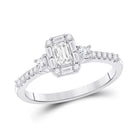 Radiant Love: 14kt White Gold Emerald Diamond 3 - stone Bridal Wedding Engagement Ring 5/8 Cttw - Splendid Jewellery