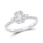 Radiant Love: 14kt White Gold Emerald Diamond 3 - stone Bridal Wedding Engagement Ring 5/8 Cttw - Splendid Jewellery