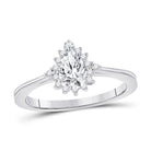 Radiant Love: 14kt White Gold Pear Diamond Solitaire Bridal Wedding Engagement Ring - Splendid Jewellery