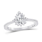 Radiant Love: 14kt White Gold Pear Diamond Solitaire Bridal Wedding Engagement Ring - Splendid Jewellery