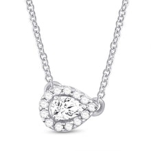 Load image into Gallery viewer, Radiant Love: 14kt White Gold Pear Diamond Solitaire Pendant Necklace - Splendid Jewellery
