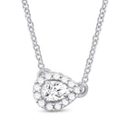 Radiant Love: 14kt White Gold Pear Diamond Solitaire Pendant Necklace - Splendid Jewellery