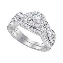 Load image into Gallery viewer, Radiant Love: 14kt White Gold Round Diamond Bridal Wedding Ring Band Set - Splendid Jewellery