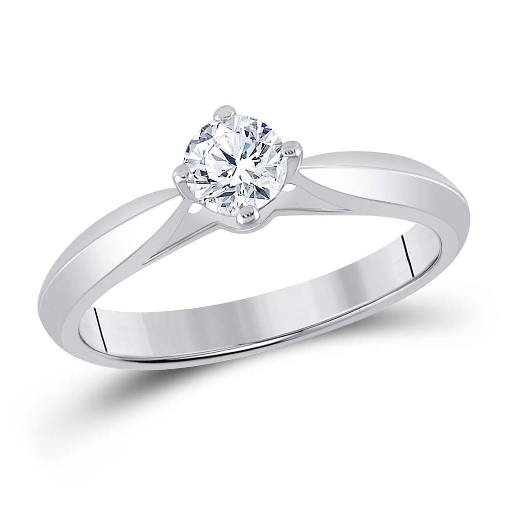 Radiant Love 14kt White Gold Round Diamond Solitaire Bridal Wedding Engagement Ring 1/2 Cttw - Splendid Jewellery