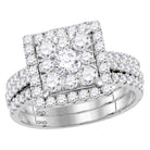 Radiant Love: 14kt White Gold Round Diamond Square Bridal Wedding Ring Band Set - Splendid Jewellery