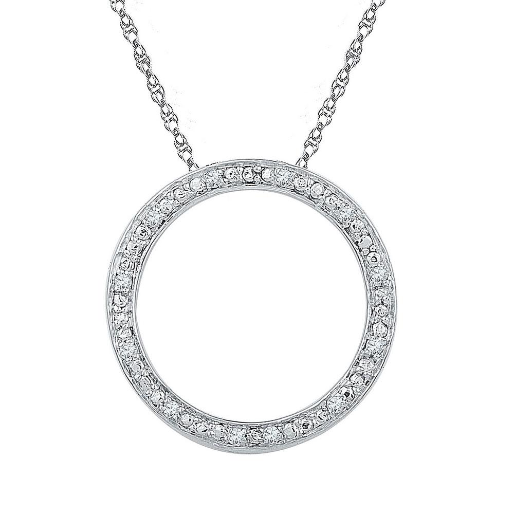 Radiant Love Diamond Circle Pendant | Sterling Silver Womens Round Diamond Circle Outline Pendant 1/20 Cttw | Splendid Jewellery - Splendid Jewellery