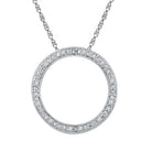 Radiant Love Diamond Circle Pendant | Sterling Silver Womens Round Diamond Circle Outline Pendant 1/20 Cttw | Splendid Jewellery - Splendid Jewellery