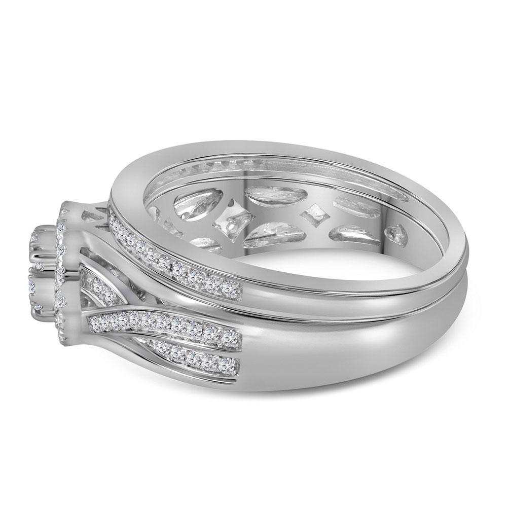 Radiant Love Diamond Cluster Bridal Wedding Ring Band Set - Splendid Jewellery