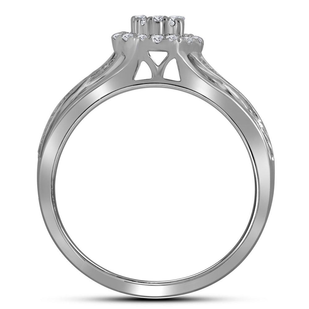 Radiant Love Diamond Cluster Bridal Wedding Ring Band Set - Splendid Jewellery