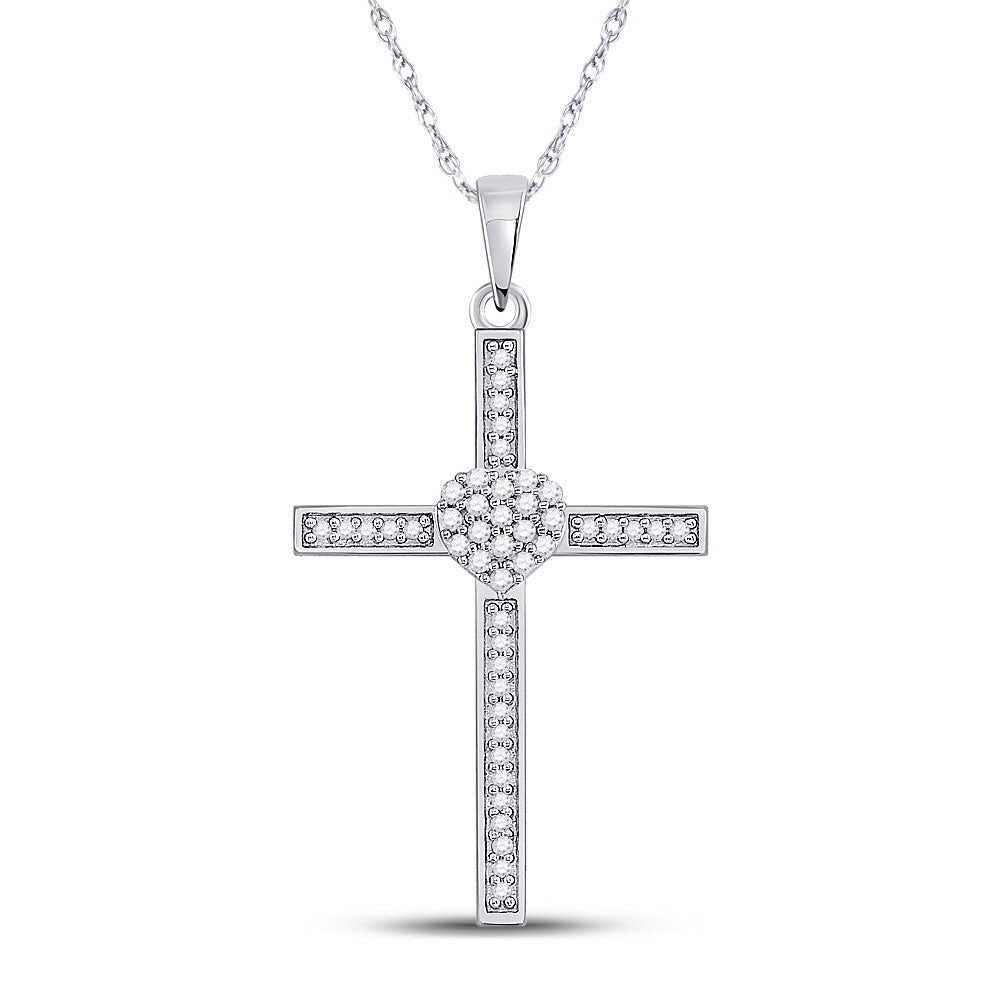 Radiant Love Diamond Heart Cross Pendant - Splendid Jewellery