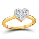 Radiant Love Diamond Heart Ring | 10kt Yellow Gold Womens Round Diamond Heart Ring 1/6 Cttw - Splendid Jewellery
