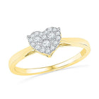 Radiant Love Diamond Heart Ring | 10kt Yellow Gold Womens Round Diamond Simple Heart Cluster Ring 1/6 Cttw | Splendid Jewellery - Splendid Jewellery