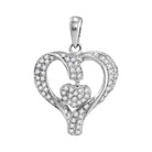 Radiant Love Diamond Pendant - 10kt White Gold Heart Necklace with Sparkling Diamonds - Splendid Jewellery