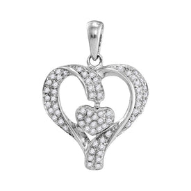 Radiant Love Diamond Pendant - 10kt White Gold Heart Necklace with Sparkling Diamonds - Splendid Jewellery