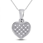 Radiant Love Diamond Pendant | 10kt White Gold Womens Round Diamond Heart Cluster Pendant 1/20 Cttw | Splendid Jewellery - Splendid Jewellery
