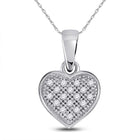 Radiant Love Diamond Pendant | 10kt White Gold Womens Round Diamond Heart Cluster Pendant 1/20 Cttw | Splendid Jewellery - Splendid Jewellery