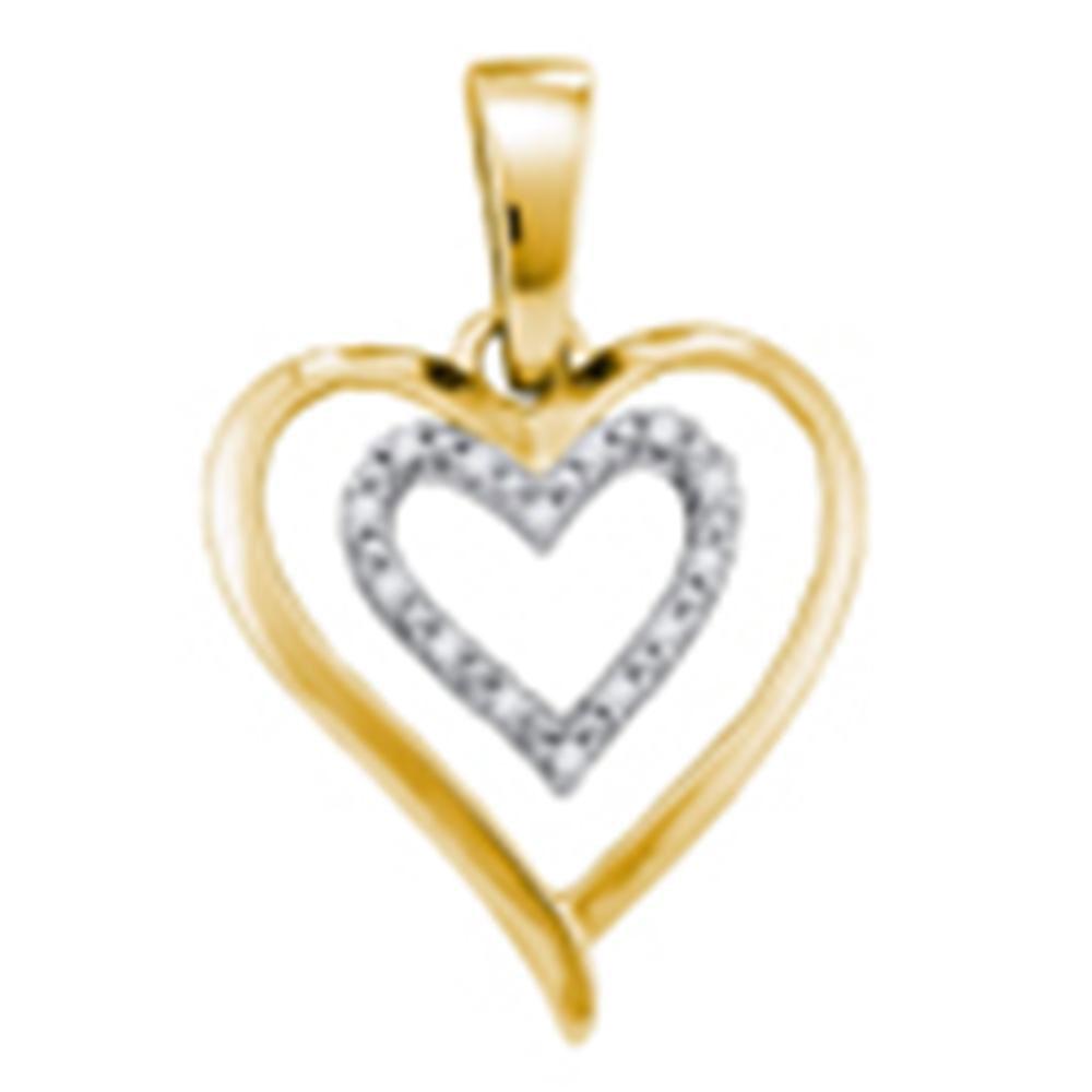 Radiant Love Diamond Pendant - Yellow - tone Sterling Silver Double Heart Necklace 1/20 Cttw - Splendid Jewellery