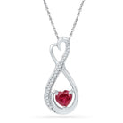 Radiant Love: Sterling Silver Heart & Ruby Pendant with Diamond Accents - Splendid Jewellery