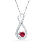 Radiant Love: Sterling Silver Heart & Ruby Pendant with Diamond Accents - Splendid Jewellery