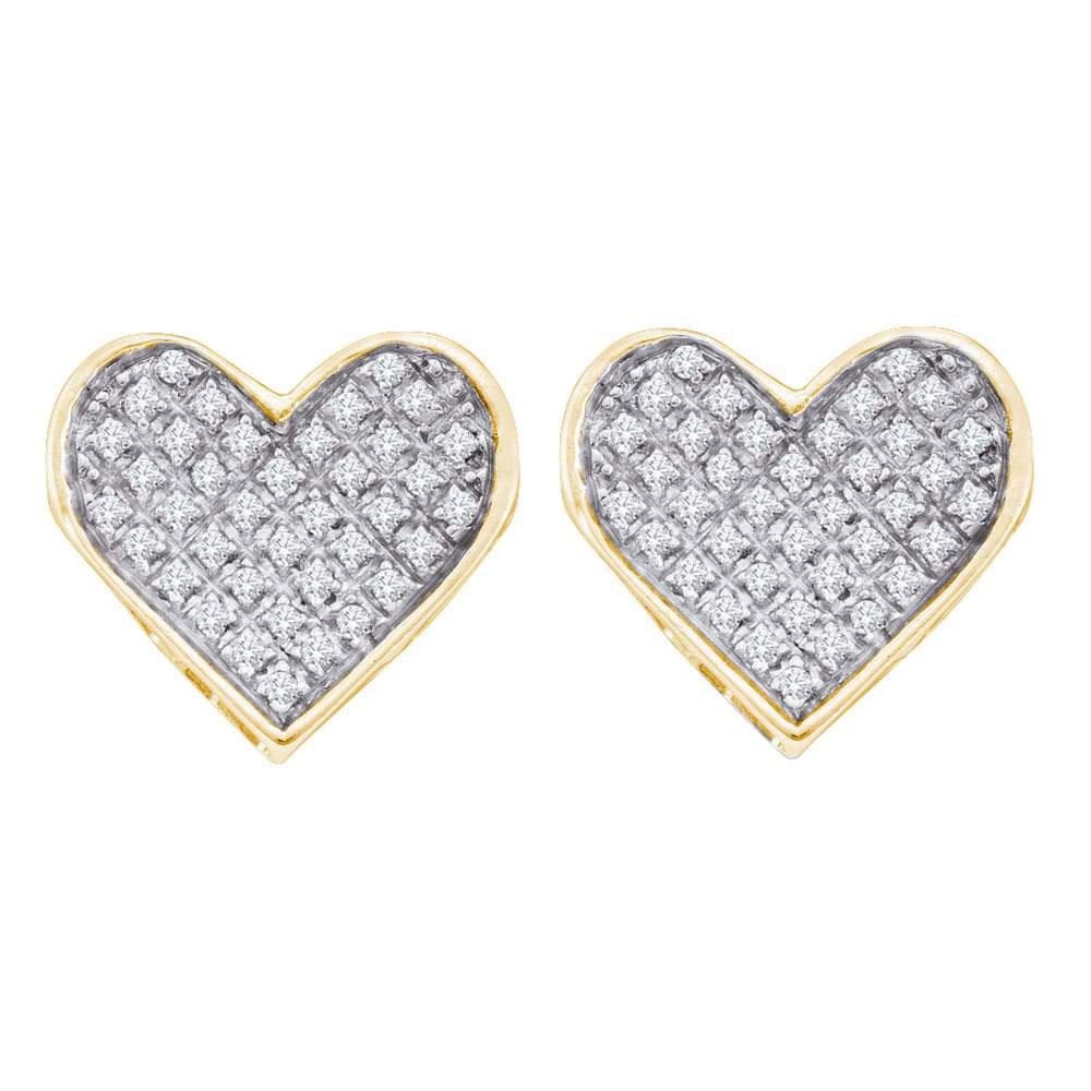 Radiant Love: Yellow - tone Sterling Silver Diamond Heart Cluster Earrings - Splendid Jewellery