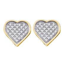 Load image into Gallery viewer, Radiant Love: Yellow - tone Sterling Silver Diamond Heart Cluster Stud Earrings - Splendid Jewellery