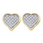 Radiant Love: Yellow - tone Sterling Silver Diamond Heart Cluster Stud Earrings - Splendid Jewellery