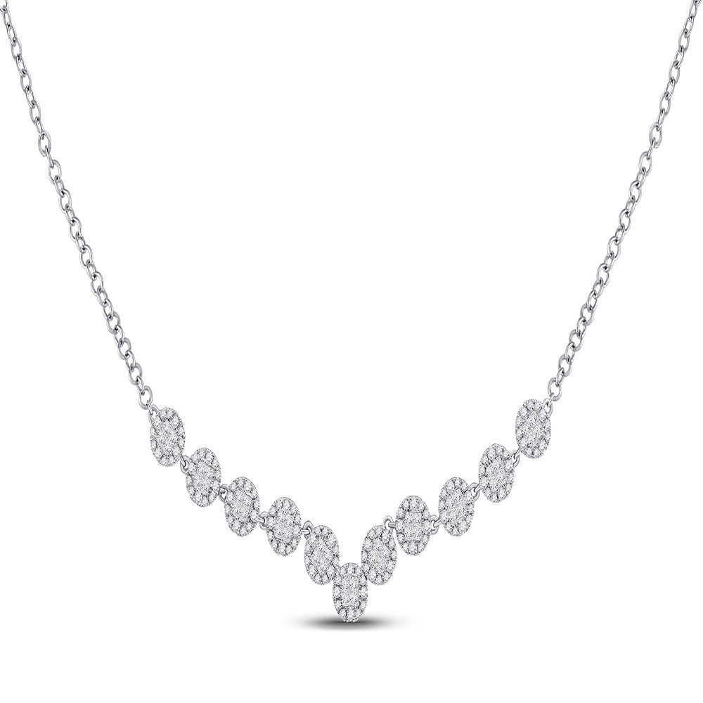 Radiant Princess Cut Diamond Pendant Necklace | 14kt White Gold Womens Fashion Statement Necklace 1 - 7/8 Cttw | Splendid Jewellery - Splendid Jewellery