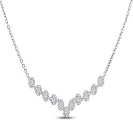 Radiant Princess Cut Diamond Pendant Necklace | 14kt White Gold Womens Fashion Statement Necklace 1 - 7/8 Cttw | Splendid Jewellery - Splendid Jewellery