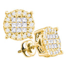 Radiant Princess Diamond Cluster Earrings in 14kt Yellow Gold - Captivating Brilliance and Ethical Elegance - Splendid Jewellery
