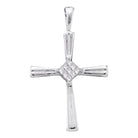 Radiant Princess Diamond Cross Pendant in 14kt White Gold - A Symbol of Elegance and Faith - Splendid Jewellery