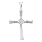 Radiant Princess Diamond Cross Pendant in 14kt White Gold - A Symbol of Elegance and Faith - Splendid Jewellery