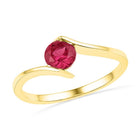 Radiant Red Delight: 10kt Yellow Gold Womens Round Lab - Created Ruby Solitaire Ring 3/4 Cttw - Splendid Jewellery