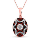 Radiant Red Diamond Starburst Pendant in Rose Gold - 1/3 Cttw - Splendid Jewellery