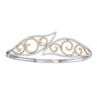 Radiant Reflections: 10kt Two - tone Gold Diamond Curl Bangle Bracelet - Splendid Jewellery