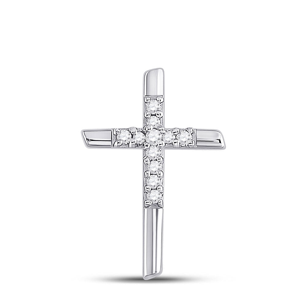 Radiant Reflections: 10kt White Gold Diamond Cross Pendant - Splendid Jewellery