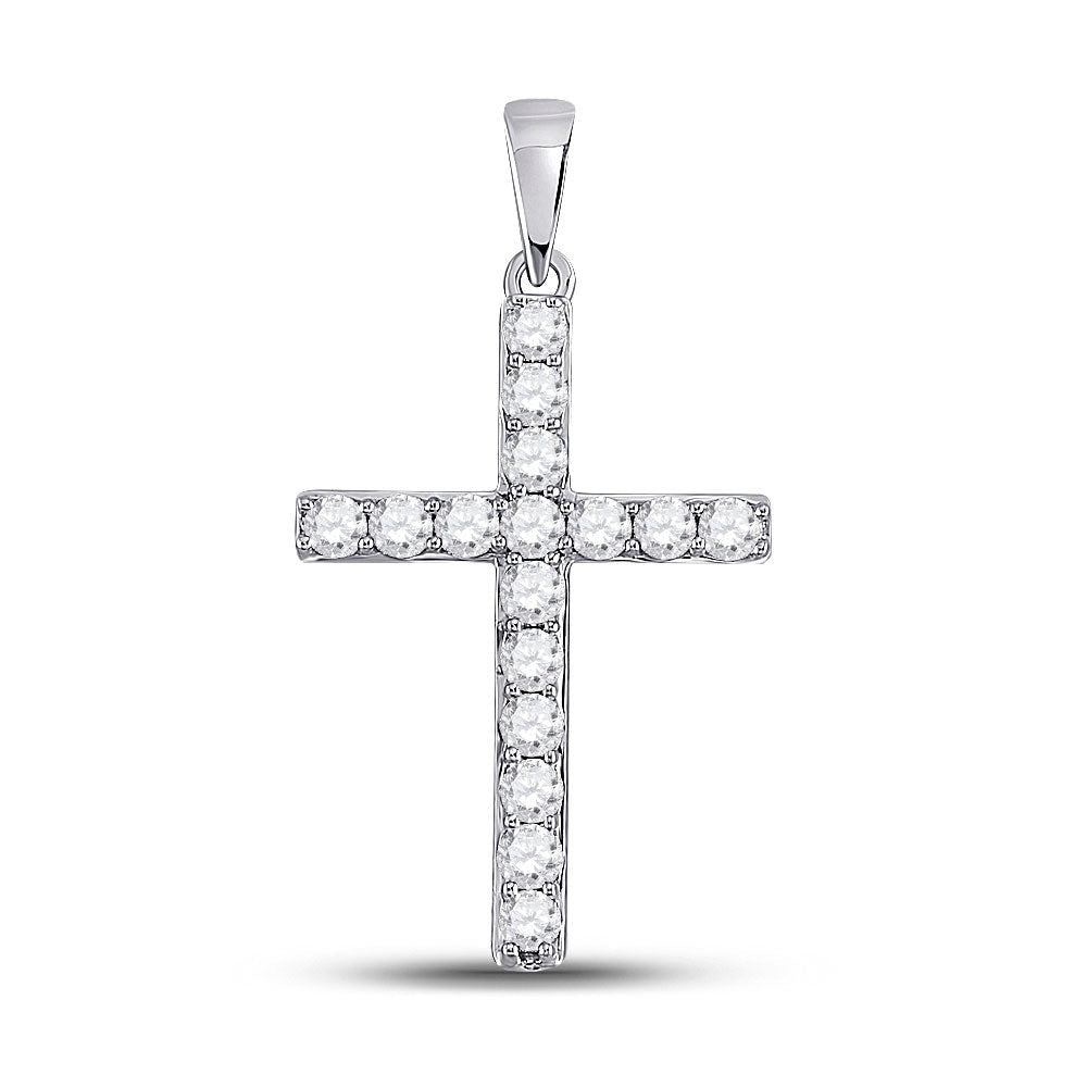 Radiant Reflections: 10kt White Gold Diamond Cross Pendant - Splendid Jewellery