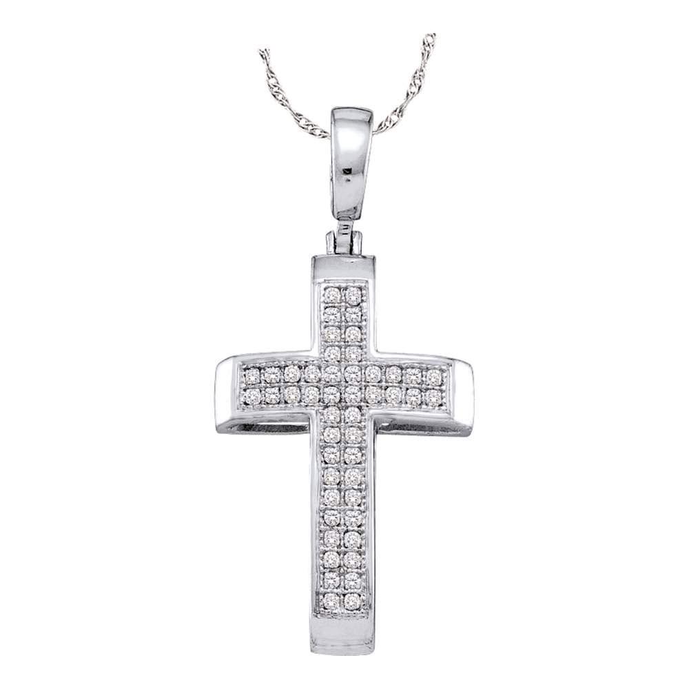 Radiant Reflections: 10kt White Gold Diamond Cross Pendant - Splendid Jewellery
