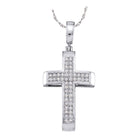Radiant Reflections: 10kt White Gold Diamond Cross Pendant - Splendid Jewellery