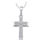 Radiant Reflections: 10kt White Gold Diamond Cross Pendant - Splendid Jewellery