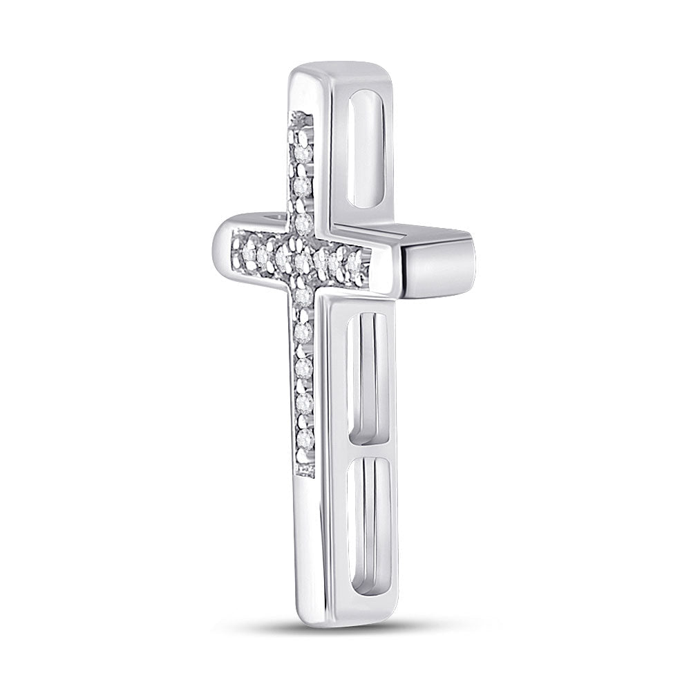Radiant Reflections: 10kt White Gold Diamond Cross Pendant - Splendid Jewellery