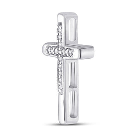 Radiant Reflections: 10kt White Gold Diamond Cross Pendant - Splendid Jewellery